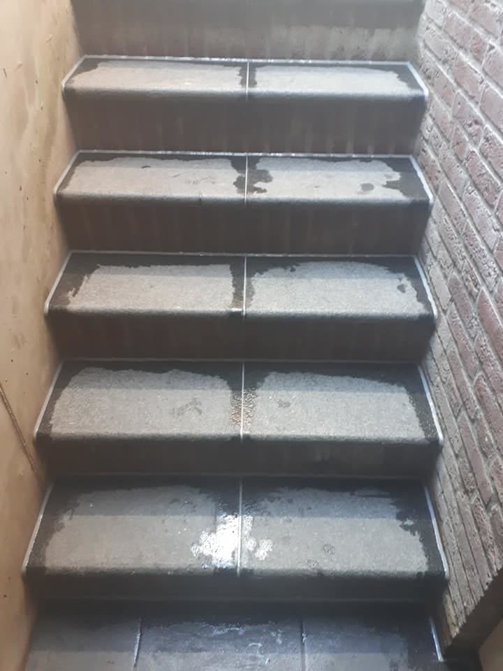 Sealant applied to the exposed stair joints