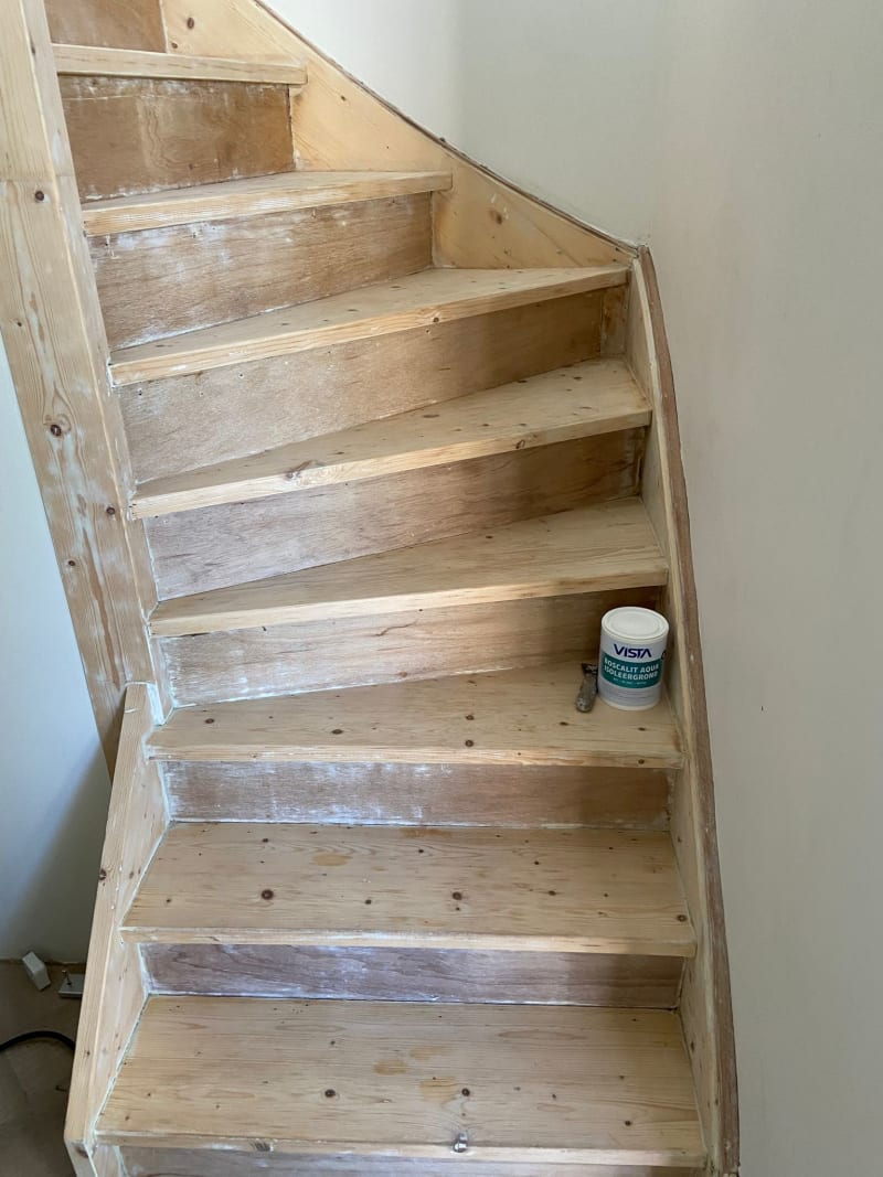 Wooden stairs stripped and ready for paint